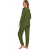 imageWiWi Viscose from Bamboo Pajamas Set for Women Long Sleeve Sleepwear Soft Loungewear Pjs Jogger Pants Lounge Sets SXXLBarmy Green
