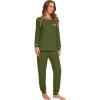 imageWiWi Viscose from Bamboo Pajamas Set for Women Long Sleeve Sleepwear Soft Loungewear Pjs Jogger Pants Lounge Sets SXXLBarmy Green