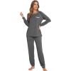 imageWiWi Viscose from Bamboo Pajamas Set for Women Long Sleeve Sleepwear Soft Loungewear Pjs Jogger Pants Lounge Sets SXXLBdark Heather Grey