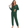 imageWiWi Viscose from Bamboo Pajamas Set for Women Long Sleeve Sleepwear Soft Loungewear Pjs Jogger Pants Lounge Sets SXXLBdeep Green