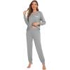 imageWiWi Viscose from Bamboo Pajamas Set for Women Long Sleeve Sleepwear Soft Loungewear Pjs Jogger Pants Lounge Sets SXXLBheather Grey