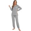 imageWiWi Viscose from Bamboo Pajamas Set for Women Long Sleeve Sleepwear Soft Loungewear Pjs Jogger Pants Lounge Sets SXXLBheather Grey