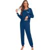 imageWiWi Viscose from Bamboo Pajamas Set for Women Long Sleeve Sleepwear Soft Loungewear Pjs Jogger Pants Lounge Sets SXXLBink Blue