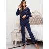 imageWiWi Viscose from Bamboo Pajamas Set for Women Long Sleeve Sleepwear Soft Loungewear Pjs Jogger Pants Lounge Sets SXXLBnavy