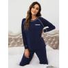 imageWiWi Viscose from Bamboo Pajamas Set for Women Long Sleeve Sleepwear Soft Loungewear Pjs Jogger Pants Lounge Sets SXXLBnavy