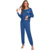 imageWiWi Viscose from Bamboo Pajamas Set for Women Long Sleeve Sleepwear Soft Loungewear Pjs Jogger Pants Lounge Sets SXXLBprussian Blue