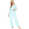 imageWiWi Viscose from Bamboo Pajamas Sets for Women Long Sleeve Sleepwear Soft V Neck Top with Pants Plus Size Pjs S4XAaqua