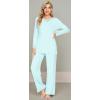 imageWiWi Viscose from Bamboo Pajamas Sets for Women Long Sleeve Sleepwear Soft V Neck Top with Pants Plus Size Pjs S4XAaqua