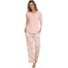 imageWiWi Viscose from Bamboo Pajamas Sets for Women Long Sleeve Sleepwear Soft V Neck Top with Pants Plus Size Pjs S4XAblushpink Flowers