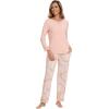 imageWiWi Viscose from Bamboo Pajamas Sets for Women Long Sleeve Sleepwear Soft V Neck Top with Pants Plus Size Pjs S4XAblushpink Flowers