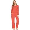 imageWiWi Viscose from Bamboo Pajamas Sets for Women Long Sleeve Sleepwear Soft V Neck Top with Pants Plus Size Pjs S4XAcoral