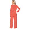 imageWiWi Viscose from Bamboo Pajamas Sets for Women Long Sleeve Sleepwear Soft V Neck Top with Pants Plus Size Pjs S4XAcoral