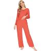 imageWiWi Viscose from Bamboo Pajamas Sets for Women Long Sleeve Sleepwear Soft V Neck Top with Pants Plus Size Pjs S4XAcoral