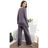 imageWiWi Viscose from Bamboo Pajamas Sets for Women Long Sleeve Sleepwear Soft V Neck Top with Pants Plus Size Pjs S4XAdark Grey