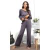 imageWiWi Viscose from Bamboo Pajamas Sets for Women Long Sleeve Sleepwear Soft V Neck Top with Pants Plus Size Pjs S4XAdark Grey