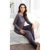 imageWiWi Viscose from Bamboo Pajamas Sets for Women Long Sleeve Sleepwear Soft V Neck Top with Pants Plus Size Pjs S4XAdark Grey