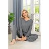 imageWiWi Viscose from Bamboo Pajamas Sets for Women Long Sleeve Sleepwear Soft V Neck Top with Pants Plus Size Pjs S4XAdark Heather Grey