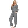 imageWiWi Viscose from Bamboo Pajamas Sets for Women Long Sleeve Sleepwear Soft V Neck Top with Pants Plus Size Pjs S4XAdark Heather Grey