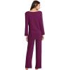 imageWiWi Viscose from Bamboo Pajamas Sets for Women Long Sleeve Sleepwear Soft V Neck Top with Pants Plus Size Pjs S4XAdark Purple