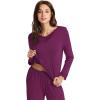 imageWiWi Viscose from Bamboo Pajamas Sets for Women Long Sleeve Sleepwear Soft V Neck Top with Pants Plus Size Pjs S4XAdark Purple