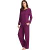 imageWiWi Viscose from Bamboo Pajamas Sets for Women Long Sleeve Sleepwear Soft V Neck Top with Pants Plus Size Pjs S4XAdark Purple