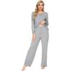 imageWiWi Viscose from Bamboo Pajamas Sets for Women Long Sleeve Sleepwear Soft V Neck Top with Pants Plus Size Pjs S4XAheather Grey