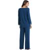 imageWiWi Viscose from Bamboo Pajamas Sets for Women Long Sleeve Sleepwear Soft V Neck Top with Pants Plus Size Pjs S4XAink Blue