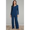 imageWiWi Viscose from Bamboo Pajamas Sets for Women Long Sleeve Sleepwear Soft V Neck Top with Pants Plus Size Pjs S4XAink Blue