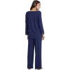 imageWiWi Viscose from Bamboo Pajamas Sets for Women Long Sleeve Sleepwear Soft V Neck Top with Pants Plus Size Pjs S4XAnavy