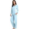 imageWiWi Viscose from Bamboo Pajamas Sets for Women Long Sleeve Sleepwear Soft V Neck Top with Pants Plus Size Pjs S4XApale Blue