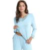 imageWiWi Viscose from Bamboo Pajamas Sets for Women Long Sleeve Sleepwear Soft V Neck Top with Pants Plus Size Pjs S4XApale Blue