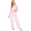 imageWiWi Viscose from Bamboo Pajamas Sets for Women Long Sleeve Sleepwear Soft V Neck Top with Pants Plus Size Pjs S4XApink