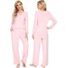 imageWiWi Viscose from Bamboo Pajamas Sets for Women Long Sleeve Sleepwear Soft V Neck Top with Pants Plus Size Pjs S4XApink