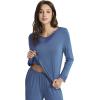 imageWiWi Viscose from Bamboo Pajamas Sets for Women Long Sleeve Sleepwear Soft V Neck Top with Pants Plus Size Pjs S4XAprussian Blue