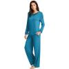 imageWiWi Viscose from Bamboo Pajamas Sets for Women Long Sleeve Sleepwear Soft V Neck Top with Pants Plus Size Pjs S4XAteal Blue