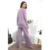 imageWiWi Viscose from Bamboo Pajamas Sets for Women Long Sleeve Sleepwear Soft V Neck Top with Pants Plus Size Pjs S4XAviolet