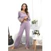 imageWiWi Viscose from Bamboo Pajamas Sets for Women Long Sleeve Sleepwear Soft V Neck Top with Pants Plus Size Pjs S4XAviolet