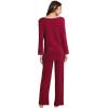 imageWiWi Viscose from Bamboo Pajamas Sets for Women Long Sleeve Sleepwear Soft V Neck Top with Pants Plus Size Pjs S4XAwine