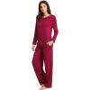 imageWiWi Viscose from Bamboo Pajamas Sets for Women Long Sleeve Sleepwear Soft V Neck Top with Pants Plus Size Pjs S4XAwine