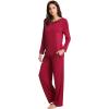 imageWiWi Viscose from Bamboo Pajamas Sets for Women Long Sleeve Sleepwear Soft V Neck Top with Pants Plus Size Pjs S4XAwine Red