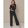 imageWiWi Viscose from Bamboo Pajamas Sets for Women Long Sleeve Sleepwear Soft V Neck Top with Pants Plus Size Pjs S4XBblack