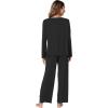 imageWiWi Viscose from Bamboo Pajamas Sets for Women Long Sleeve Sleepwear Soft V Neck Top with Pants Plus Size Pjs S4XBblack