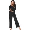imageWiWi Viscose from Bamboo Pajamas Sets for Women Long Sleeve Sleepwear Soft V Neck Top with Pants Plus Size Pjs S4XBblack