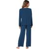 imageWiWi Viscose from Bamboo Pajamas Sets for Women Long Sleeve Sleepwear Soft V Neck Top with Pants Plus Size Pjs S4XBink Blue