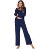 imageWiWi Viscose from Bamboo Pajamas Sets for Women Long Sleeve Sleepwear Soft V Neck Top with Pants Plus Size Pjs S4XBnavy