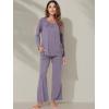imageWiWi Viscose from Bamboo Pajamas Sets for Women Long Sleeve Sleepwear Soft V Neck Top with Pants Plus Size Pjs S4XBviolet