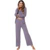 imageWiWi Viscose from Bamboo Pajamas Sets for Women Long Sleeve Sleepwear Soft V Neck Top with Pants Plus Size Pjs S4XBviolet