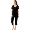 imageWiWi Viscose from Bamboo Pajamas for Women Capri Pants Pajama Sets Short Sleeve Sleepwear Set Top with Capris Pjs SXXLAblack