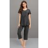 imageWiWi Viscose from Bamboo Pajamas for Women Capri Pants Pajama Sets Short Sleeve Sleepwear Set Top with Capris Pjs SXXLAcharcoal Heather