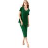 imageWiWi Viscose from Bamboo Pajamas for Women Capri Pants Pajama Sets Short Sleeve Sleepwear Set Top with Capris Pjs SXXLAdark Green